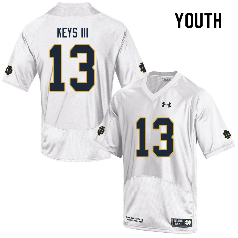 Youth #13 Lawrence Keys III Notre Dame Fighting Irish College Football Jerseys Sale-White - Click Image to Close